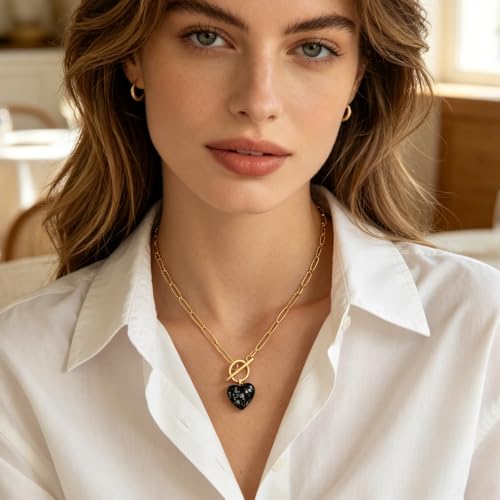 Teardrop CZ Pendant Paperclip Chain Necklace 18K Plated Paperclip Toggle Necklace Jewelry Birthstone Gift for Women - color: Snowflake stone