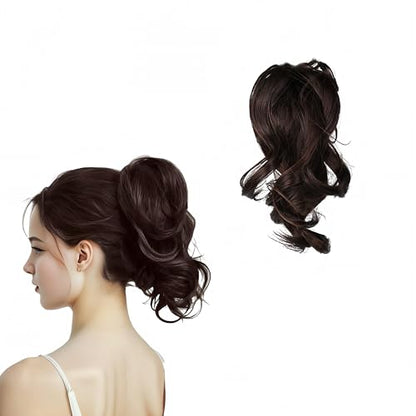 11'' Curly Claw Clip On Ponytail Heat Resistant Hair Extensions Synthetic Long Pony Tail Hairpiece For Women Daily Party - color: Chocolate Brown