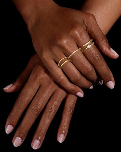 Stackable Gold Rings for Women Non Tarnish, Trendy Thin 14k Gold Plated Stacking Rings Set for Women Dainty Small Cubic Zirconia Thumb Engagement Rings Bands for Women Size 5 6 7 8 9 10