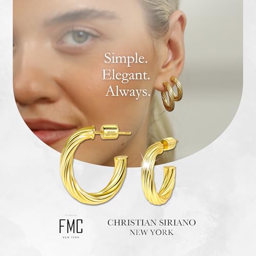 Small Gold Hoop Earrings for Women | 18K Gold Plated Non Tarnish Hoops, Classic Polished Huggie Earrings, 925 Sterling Silver Base, Twist Hoop. (4x20mm & 4x25mm, 3x15mm & 3x20mm) - color: Gold, size: Twist Hoop (4x20mm & 4x25mm)