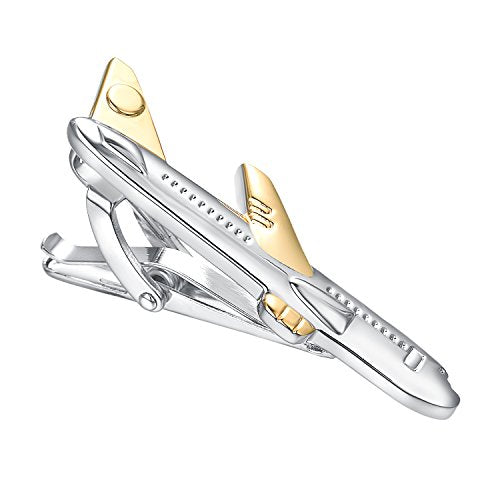 Yoursfs Cool Airplane Tie Clips For Men Personalized Skinny Stainless Steel Aircraft Tie Clasp For Mens Accessories Jewelry Gift - style: Airplane