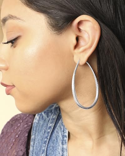 Jessica Simpson Womens Hoop Earrings - Silver-Tone or Gold-Tone Hoop | Earrings for Women - color: Silver Oval Hoops