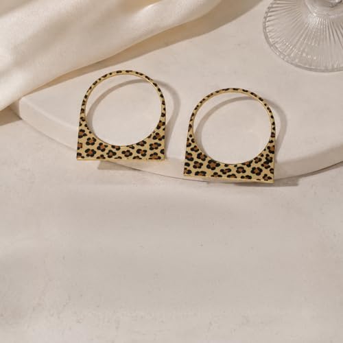 Large Chunky Gold Hoop Earrings for Women – Expensive Hollow Geometric Stainless Steel Statement Dangle Earrings with Textured Big Circle Design, Modern Metallic Fashion Jewelry Gift - color: Leopard Print