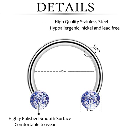 ONESING 53-80 Pcs Septum Rings 16g, Septum Rings for Women Septum Piercing Jewelry Horseshoe Nose Hoop Rings Lip Tragus Cartilage Earrings Stainless Steel Body jewelry 10mm - color: MixcolorB-65 Pcs