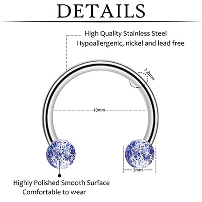 ONESING 53-80 Pcs Septum Rings 16g, Septum Rings for Women Septum Piercing Jewelry Horseshoe Nose Hoop Rings Lip Tragus Cartilage Earrings Stainless Steel Body jewelry 10mm - color: MixcolorB-65 Pcs