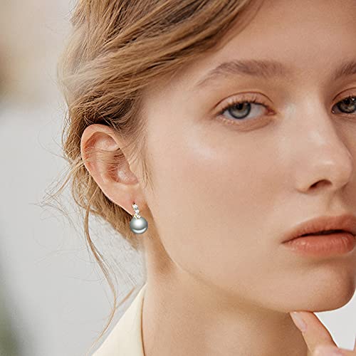 Pearl Earrings for Women 14K Gold Plated Hypoallergenic Pearl Earrings 5A Cubic Zirconia Dangle Earrings Elegant Jewelry - color: 1-Gold-black