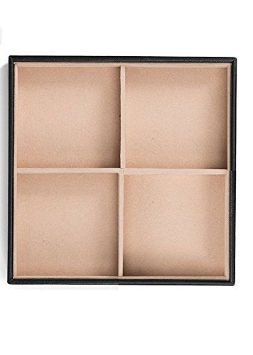 Glenor Co Jewelry Organizer Tray - Set of 2 - Stackable 8 Square Slot Jewelry Storage Trays - Display on Dresser or Drawer - Compatible with other trays - Black - size: Square - 4 Square Slot x 2