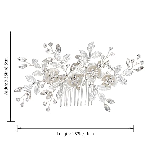 SWEETV Comb, Handmade Wedding Hair Accessory with Rhinestones, Silver, for Brides and Bridesmaids, Bridal Hair Pieces, Wedding Headpiece | Handmade Wedding Hair Clip Accessory Rhinestones Silver Bride Headpiece, Wedding Hair Pieces for Bridesmaids Bridal
