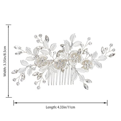 SWEETV Comb, Handmade Wedding Hair Accessory with Rhinestones, Silver, for Brides and Bridesmaids, Bridal Hair Pieces, Wedding Headpiece | Handmade Wedding Hair Clip Accessory Rhinestones Silver Bride Headpiece, Wedding Hair Pieces for Bridesmaids Bridal