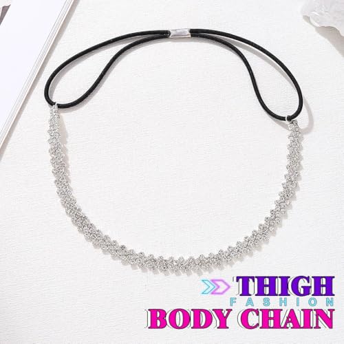 Rhinestone Thigh Garter Silver Thigh Chain Jewelry for Women | Crystal Body Chain for Party Nightclub
