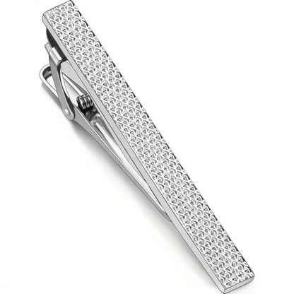 Gold Silver Black Tie Clips for Men, 2.36in Tie Bar & Pin with Gift Box | Solid Brass Protects Silk Ties. Men's Accessories ideal for Business, Wedding, Formal, Husband, Boyfriend, Father - style: Silver