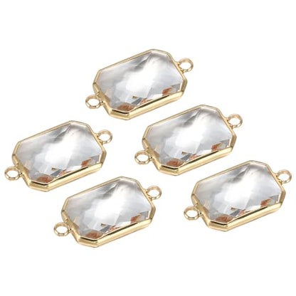PATIKIL Birthstone Connector Link, Diamond Clear Charm Links, Glass Jewelry Findings Crystal Bead Link for Drop Dangle Pendants Necklace Bracelet Earring - color: White