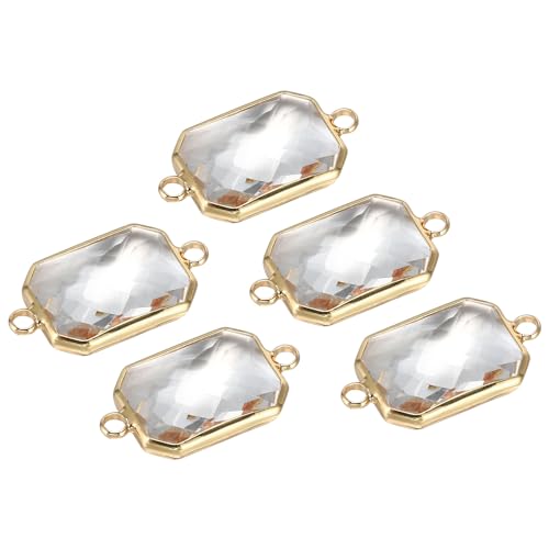 PATIKIL Birthstone Connector Link, Diamond Clear Charm Links, Glass Jewelry Findings Crystal Bead Link for Drop Dangle Pendants Necklace Bracelet Earring - color: White