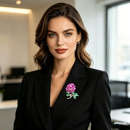 Magnolia Rose Tulip Flower Brooch Pin Alloy Enamel Floral Brooch with Natural Faux Pearl Elegant Lapel Pin for Dress Scarf Coat Women Jewelry