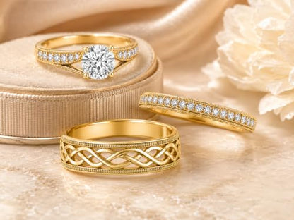 3Piece Moissanite Ring Set for Couples 925 10K 14K 18K Moissanite Wedding Ring - style: Ring
