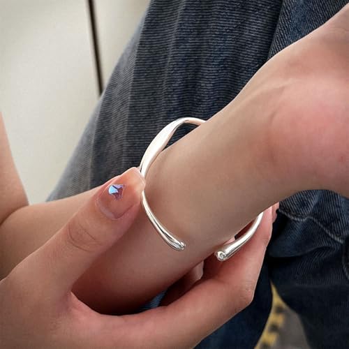 925 Sterling Silver Bangles For Women Handmade Silver Bangles Open Adjustable Bangle Bracelets For Women Silver Open Cuff Bracelets Stackable Wrap Bangles Festival Jewelry Gifts - color: Style 15