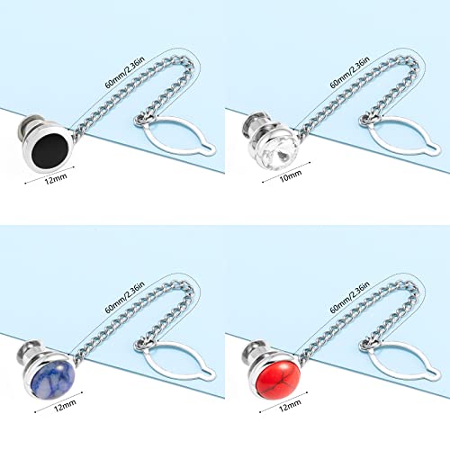 Tie Pins for Men Silver Tie Pins with Chain, Tie Tack Pins Brooch Personalized Wedding Business Gifts - color: 4pcs-A