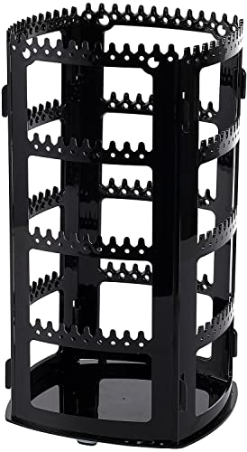 Sooyee 360 Rotating Earring Holder and Jewelry Organizer, Black | 4 Tiers, 156 Holes and 160 Grooves, For Necklaces Earrings Piercings, Classic Stand - color: Black
