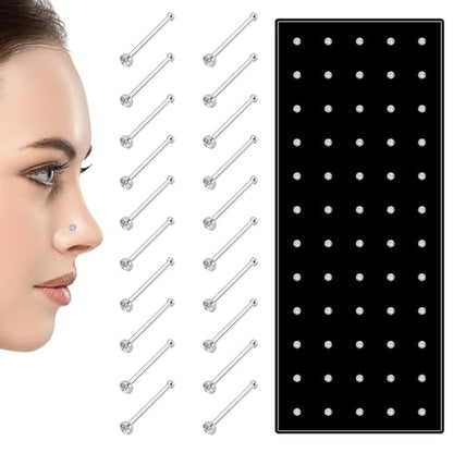 JJUNW 60 Pcs Nose Studs Nose Rings, 1.5 Mm Tragus Piercing Jewelry Nose Piercings Rhinestones, Stainless Steel Helix Piercing Jewelry Tiny for Women Men Tragus Nose Medusa Lip Labret