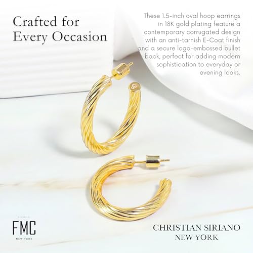 18K Gold Plated Sterling Silver Earrings for Women – Pure & Polished, Twist, Square, Hinged Tube, Abstract & Heart Shape Hoops – Lightweight, Hypoallergenic, Non-Tarnish Jewelry (Sizes: 3x35mm-46x30mm) - color: Gold, size: Twist Hoop (4x25x30mm)