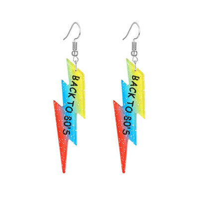 ONLYJUMP Acrylic Exaggerated Lightning Earrings Statement Punk Retro Geometric Delicate Neon Personalized Earrings Accessory Jewelry for Women - color: Yellow sd