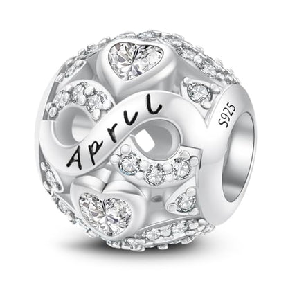 MICOO 925 Sterling Silver Jan-Dec Birthstone Charms For Bracelets and Necklaces, Original DIY Bead Charms With Cubic Zirconias Jewelry Birthday Gifts For Women. - color: 4-April Birthstone charm