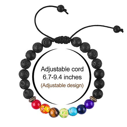 M MOOHAM Mens Bracelet - Beaded Natural Stone 8mm Tiger Eye Matte Agate Lava Rock Bracelets for Men Teen Boys Grandpa Dad Birthday Gifts Jewelry - style: Chakra&Lava Rock Bracelet