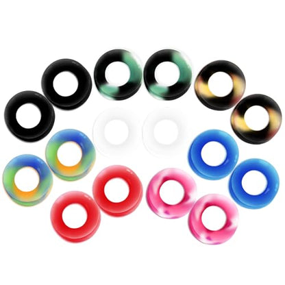 WBRWP 48/32/24/22/20/16/12pcs Ear Tunnels and Plugs - Double Flared Hollow Hard/Soft Silicone Ear Gauges - Ear Expander Stretcher Body Piercing Jewelry 8g-1" - color: E-16PCS soft(thin) silicone set