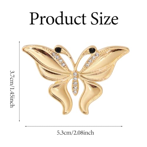 Gold Butterfly Rhinestone Brooch Pin for Women Exquisite Golden Brooch Pin Elegant Dress Broochs Pins Suit Shirt Broochs Pins Butterfly Jewelry Accessories Gift - color: Gold 3