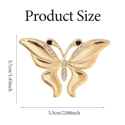 Gold Butterfly Rhinestone Brooch Pin for Women Exquisite Golden Brooch Pin Elegant Dress Broochs Pins Suit Shirt Broochs Pins Butterfly Jewelry Accessories Gift - color: Gold 3