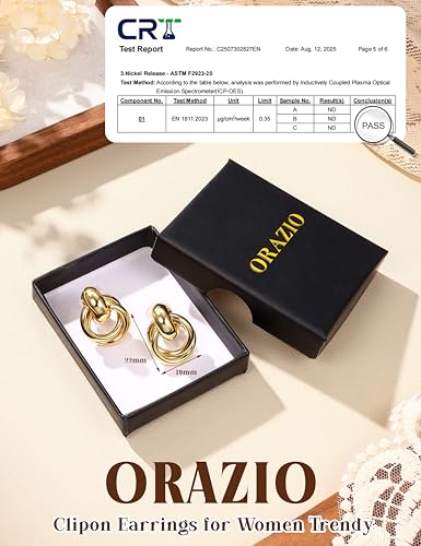 ORAZIO Clip On Earrings Women Geometric Statement Unique Non Pierced Earrings 14K Gold Plated Knot Chunky Drop Dangle Hoop Stud Clip-on Earrings for Women Trendy - color: Style A-Gold Plated
