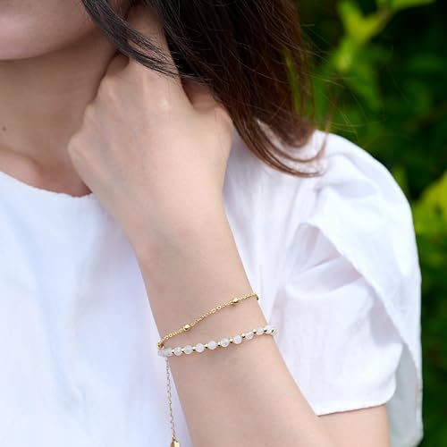 Farfume Crystal Beaded Bracelets for Women 4mm Natural Stone Jewelry Gifts | Natural Beads Gemstone,Handmade,Helper Tool,Yoga Protection,Hypoallergenic,Durability Wear - color: Moonstone-Intuition & Balance