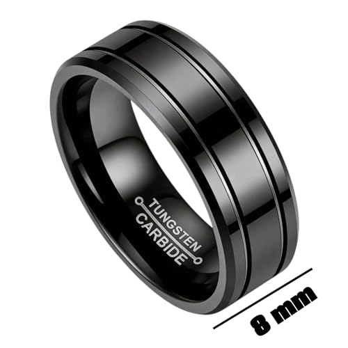 Tungsten Carbide Men's Wedding Band Ring, 8mm Width, Comfort Fit, Stylish Design, Sizes 6-13