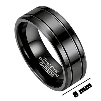 Tungsten Carbide Men's Wedding Band Ring, 8mm Width, Comfort Fit, Stylish Design, Sizes 6-13