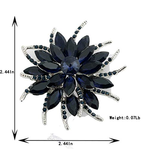 seven wolves Women's Austrian Crystal Brooch Wedding Flower Leaf Bouquet Brooch - color: Dark Blue A