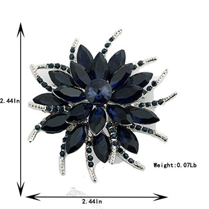 seven wolves Women's Austrian Crystal Brooch Wedding Flower Leaf Bouquet Brooch - color: Dark Blue A