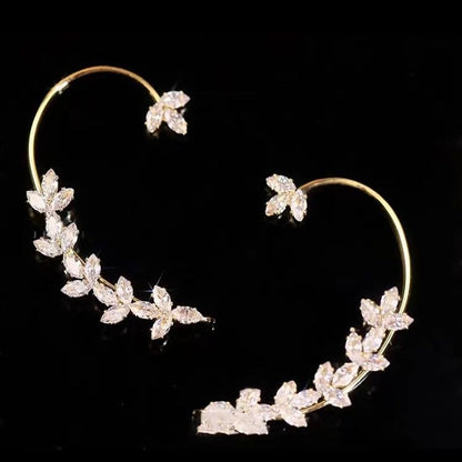 Crystal Ear Cuffs Non Pierced Ear Wrap Earrings Rhinestone Zircon Star Moon Earrings Bridal Wedding Jewelry for Women