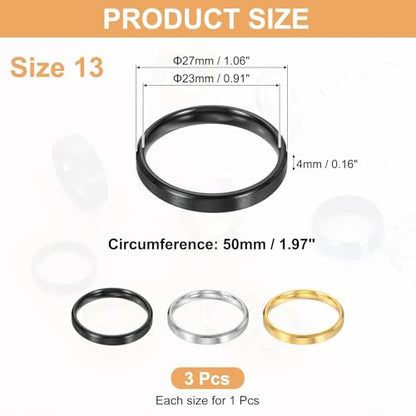 MECCANIXITY Stainless Steel Ring, Plain Ring Blanks Matte Brushed Wedding Bends for Men Women - color: Silver/Black/Gold