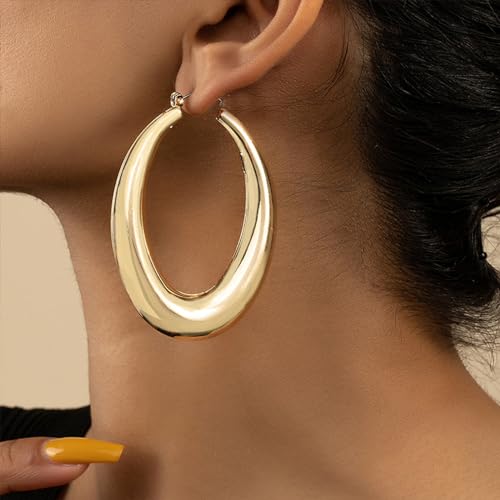 Large Hoop Earrings for Women Lightweight Chunky Earrings | Big Hoop Earrings for Women Chunky Jewelry 70s Outfits for Women - style: Hoop-G-02