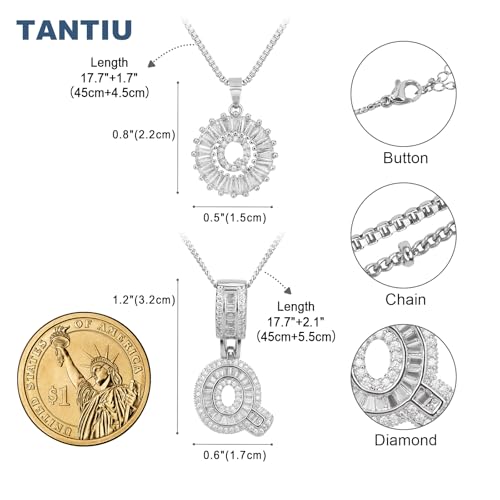 14K Gold Plated Alphabet Necklace Cubic Zirconia Letter Pendant, Personalized Name Jewelry Gift for Women, Customizable A-Z, Birthday/Mothers Day Gifts for Womens - color: White Gold, style: Style-Q