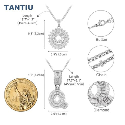 14K Gold Plated Alphabet Necklace Cubic Zirconia Letter Pendant, Personalized Name Jewelry Gift for Women, Customizable A-Z, Birthday/Mothers Day Gifts for Womens - color: White Gold, style: Style-Q