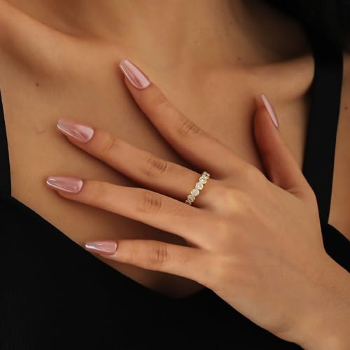 Gold Rings for Women Non Tarnish Stackable Rings 14k Gold Plated Pinky Ring for Women Cubic Zirconia Gift - color: Circle Ring