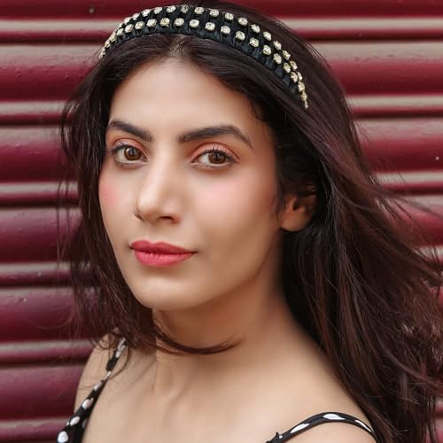 Rhinestone Headbands for Women Long Short Hair Comfortable - color: Double Rhinestone Headbands