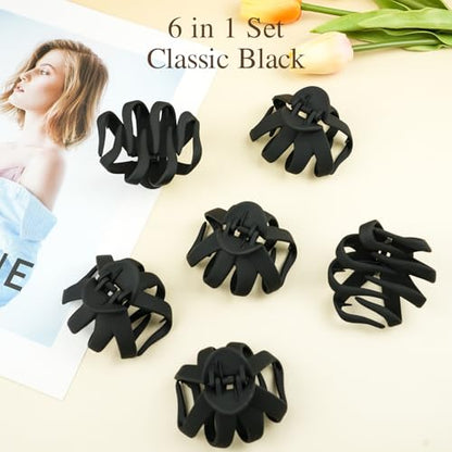 2.8 Inch Medium Octopus Hair Clips for Women, Black Matte Hair Claw Clips for Thin Fine Hair, Strong Hold Non-slip Spider Hairclips Jaw Clip - color: Black