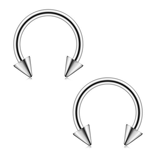 316L Surgical Steel Ball&Spike Horseshoe Nose Septum Piercing Ring CBR 16G - style: 8pcs Steel 8mm