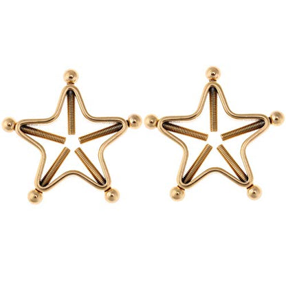 1 Pair Adults Non-Piercings Nipple Shield Adjustable Body Piercing Geometric Stars Nipple Clamp Ring Body Jewelry - color: #1 Gold