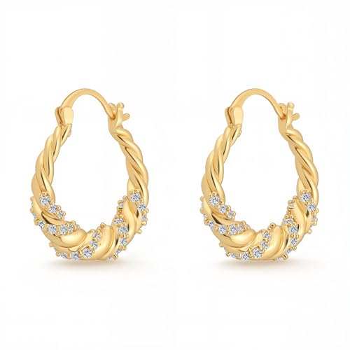 Milan Chiva Acrylic Gold Hoop Statement Dainty Summer Earrings | Brown Resin Chunky Huggie Vintage Earrings | Clear Enamel Drop Earring Lightweight Hypoallergenic Trendy Jewelry Gifts for Women - color: H-Gold