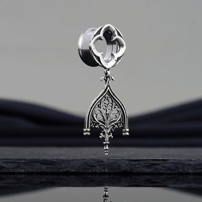 COOEAR Double Flared Ear Tunnels, Flesh Gauges for Ears, Screw Back Plugs Earrings Piercing Expander. - color: S8793G, size: 1/2"(12mm)