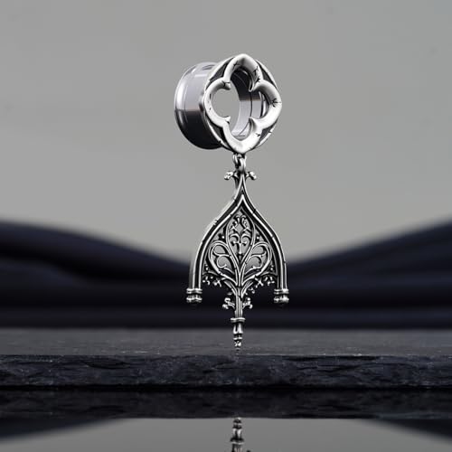 COOEAR Double Flared Ear Tunnels, Flesh Gauges for Ears, Screw Back Plugs Earrings Piercing Expander. - color: S8793G, size: 0g(8mm)