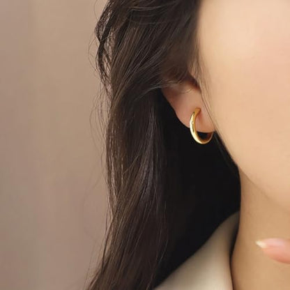 2 Pairs Clip On Hoop Earrings for Women 14K Gold Plated Non Pierced Small Clip On Huggie Hoops Adjustable No Piercing Fake Earrings
